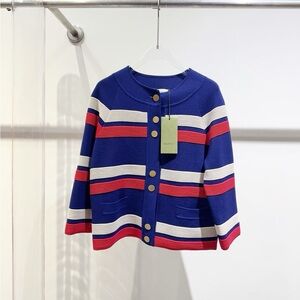 🚩steal Authentic Gucci Blue and Red Striped Button Down Jacket
